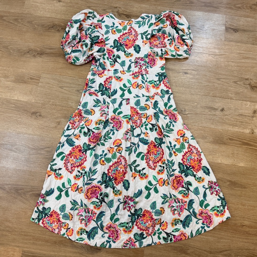 Misa Los Angeles Jamila Dress Floral Puffy Sleeve High Low Midi - Picture 11 of 12